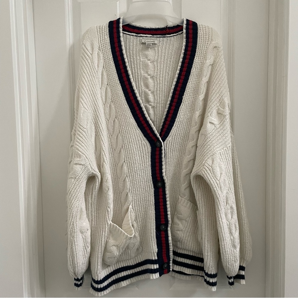 American Eagle Red, White, & Blue Sweater Cardigan XL
